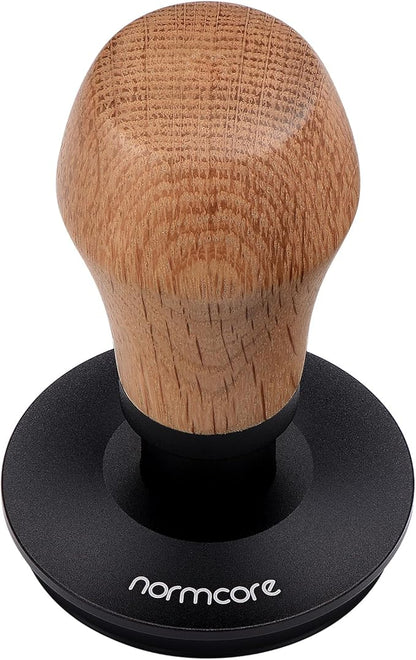 Normcore 58.5mm Coffee Tamper V4 - Coffee Tamper With Titanium PVD Coating Ripple Base -15lb / 25lb / 30lbs Replacement Springs, Spring Loaded Tamper With Genuine Oak Wood Handle