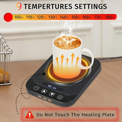 Coffee Mug Warmer - 36W Smart Cup Warmer for Coffee with 9-Temp Settings Display, 1-12H Timer, Electric Beverage Tea Water Milk Warmer for All Cups and Mugs