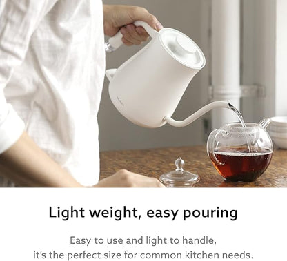 BALMUDA The Kettle | Electric Gooseneck Kettle | Lightweight | Stainless Steel | 0.6L (20fl oz) Capacity | Neon Light Indicator | Perfect for Tea and Coffee | US Version | White
