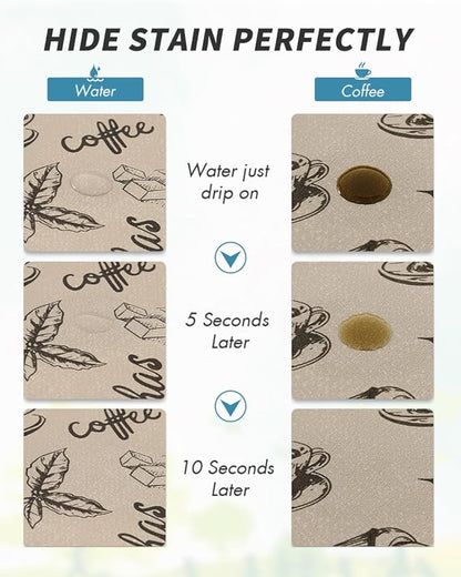 AMOAMI Coffee Mat Hide Stain Rubber Backed Absorbent Dish Drying Mat for Kitchen Counter - Fits Under Coffee Maker & Espresso Machine (16X24, MILK TEA)