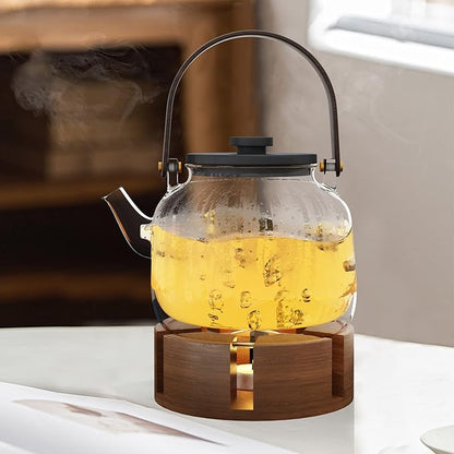 Teapot and Food Warmer - Portable Food Warmer for Camping and Traveling - Buffet Server and Warmer - Candle Food and Teapot Warmer - Acacia, 6.25" (Pattern 1)