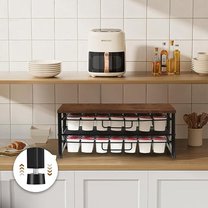 K Cup Holder Organizer for 70 Pods, 2-Tier Coffee Pod Holder for K-Cup with 2 Sliding Storage Drawers, Coffee Station Bar Organizer for Kitchen Countertop, Home & Office, Wooden