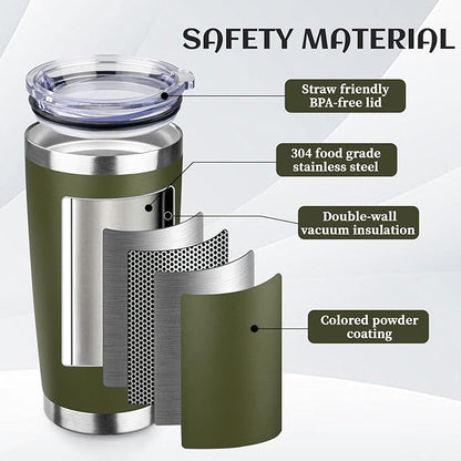 StarSpeed 20oz Tumbler Bulk with Lid, Stainless Steel Insulated Tumblers Double Wall Vacuum Insulated Travel Mug, Powder Coated Coffee Cups for Hot and Cold Drinks(Navy Green,8)