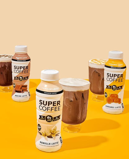 SUPER COFFEE, Keto Protein Coffee (0g Added Sugar, 10g Protein, 70 Calories) [Caramel] 12 Fl Oz, 12 Pack | Iced Smart Coffee - SoyFree GlutenFree