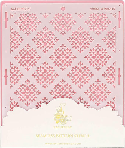 Cake Baking Stencil - Seamless Delicate Pattern for Decorating Tall Double Barrel Cake to Use with Buttercream, Royal Icing, Ganache, Paint, Airbrush (VORRA)