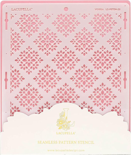 Cake Baking Stencil - Seamless Delicate Pattern for Decorating Tall Double Barrel Cake to Use with Buttercream, Royal Icing, Ganache, Paint, Airbrush (VORRA)
