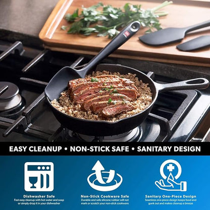 DI ORO Silicone Spoon Spatula - Forever Warranty - 600°F Heat-Resistant Large Silicone Spoonula Scraper - BPA Free Nonstick Cookware Safe Rubber Kitchen Utensil for Baking, Cooking, & Mixing (Stone)