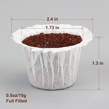 Reusable K Cup with Paper Coffee Filters 300 Count Coffee Paper Filters （One Kcup Included) Compatible with Keurig Single Serve 1.0 and 2.0, Fits All Brands K Cup Filter,300 Count & 1 Reusable K Cup