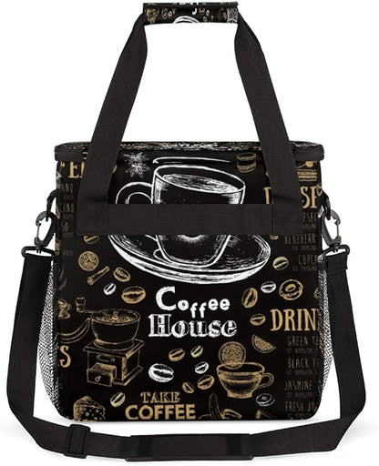 cfpolar Coffee Maker Storage Bag, Waterproof Travel Carrying Storage Tote Bag Organizer Case, Compatible with K-Mini or K-Mini Plus, And Suitable for Other Accessories， With Pockets for K-Cup Pods