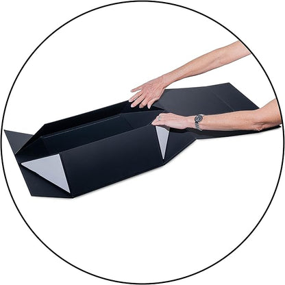 Prime Line Packaging Christmas Gift Boxes with Lids, Holiday Gift Boxes for Presents, Extra Large Black Magnetic Gift Box for Gift Wrapping, Weddings, Storage, Bulk, 14x14x6, 15 Pack