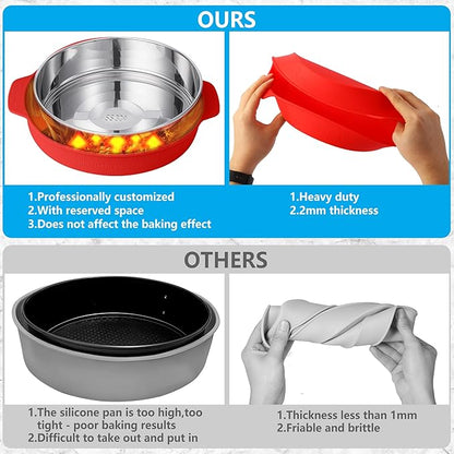 4, 7, 9 Inches Springform Pan Set - 304 Stainless Steel Nonstick Springform Cake Pan Set with Removable Bottom, 10 Inch Leakproof Silicone Cheesecake Pan Protector with 60 Pcs Parchment Paper