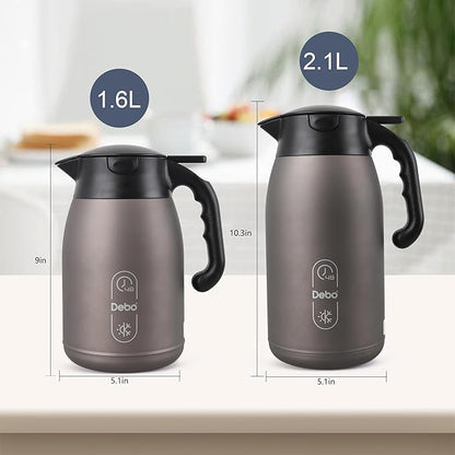 Thermal Coffee Carafe-71oz vacuum Coffee Carafe For Keeping Hot Liquids,Coffee Carafe,Thermal Stainless Steel, Coffee Carafes Press On Lid, Coffee Dispenser.(2.1l) oatmeal