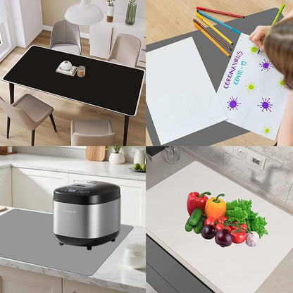 78.7"x23.6" Large Silicone Mat for Kitchen Counter, Heat Resistant Non-Slip Countertop Protector, Waterproof Silicone Craft Mat for Kitchen Island, Light Gray