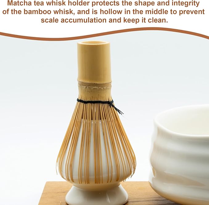 HARFINGTON Ceramic Chasen Stand 70mm Matcha Whisk Holder Teas Set Whisks Stand Traditional Matcha Tea Chasen Holder Tea Set Accessories for Tea Tasting, Beige/Light Green