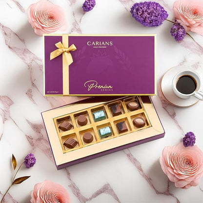 CARIANS Chocolate Truffles Box, Belgium Chocolate Limited Edition, Gourmet Assortment of Milk, Dark, White Chocolate Basket, Great for Gift Giving, Anniversary, Thanksgiving, Christmas