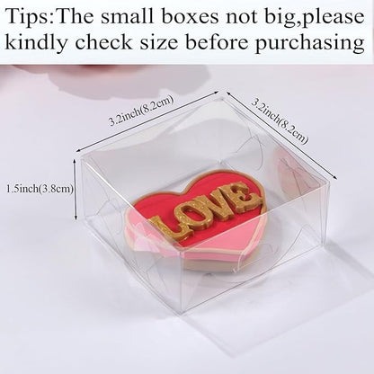 RomanticBaking 3.25" X 3.25" X 1.5" 30pcs Clear Homemade Treat Boxes for Cookies, Soap, Chocolate, Macarons,Truffle, Brownie