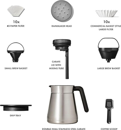 OXO Brew 12-Cup Coffee Maker With Podless Single-Serve Function,Silver
