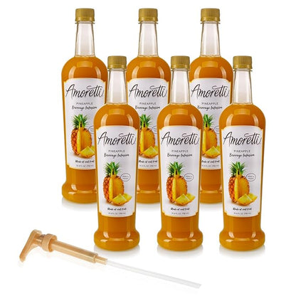 Amoretti - Pineapple Beverage Infusion - Drink Mix & Water Enhancer with Pump for Flavoring Cocktails, Waters, Teas, and other Beverages, Preservative Free