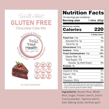 To Your Health Bakery Gluten Free (GF) Chocolate Cake Mix- Organic, Non-GMO, Top 8 Allergen Free