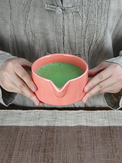 Artcome Premium Matcha Tool Set – Includes Matcha Bowl with Pouring Spout, Whisk, Whisk Holder, Tea Scoop & Matcha Manual - Pink