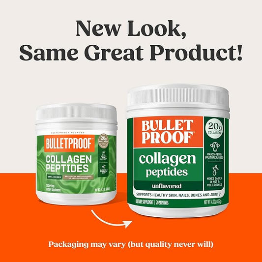 Bulletproof Unflavored Collagen Peptides Powder, 17.6 Ounces, Grass-Fed Collagen Protein and Amino Acids for Skin, Bones and Joints