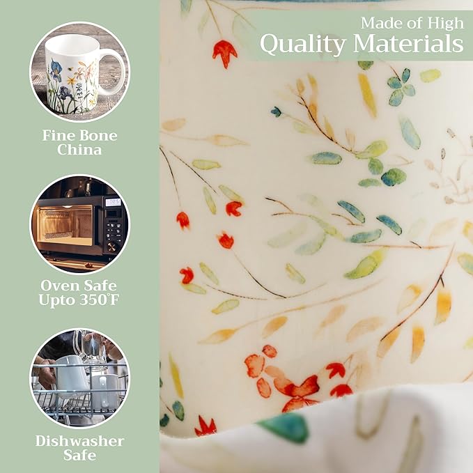 Maison d' Hermine Coffee Mug with Handles Fine Bone China Mugs Pack of Two Tea Cups for Hot Beverages Cappuccino Latte Home Restaurant Office Perfect for Gift (Colmar, 15 Ounce)