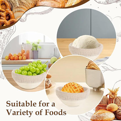 4 PCS Round Sourdough Proofing Basket 5 Inch Bread Proofing Baskets for Sourdough Bread Baking Small Batton Bread Basket Proofing with Removable Liner Cloth