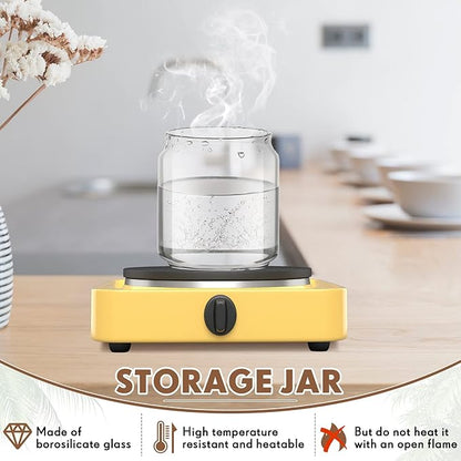 Irenare 16 Pcs 17 oz/ 500 ml Glass Canister Food Airtight Sealed Clear Borosilicate Glass Storage Jars with Lids Kitchen Spice Containers for Serving Coffee Sugar Tea Beans Candy Nuts Pantry (Wood)