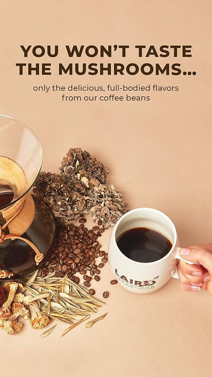 Laird Superfood Boost Coffee, Medium Roast Ground Beans Infused with Functional Mushrooms, Vitamin D and Olive Leaf Powder, 12 oz. Bag