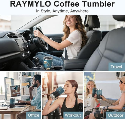 20 oz Coffee Tumbler - Insulated Stainless Steel Travel Mug for Hot/Cold, Spill Proof with BPA-Free Detachable Lid, Coffee Cup Fits Most Car holder, Includes Chic Stickers, Indigo/Black