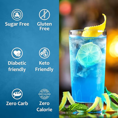 Syruvia Sugar Free Blue Curacao Syrup, Flavored Syrup for Cocktails, Drinks, Lemonades, Iced Teas, and Desserts – 25.4 fl oz, With Pump