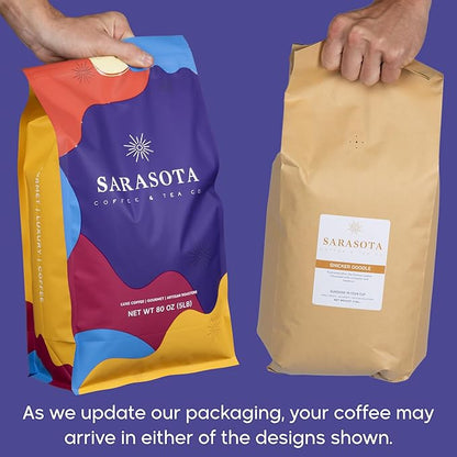 Sarasota Coffee Whole Bean Snickerdoodle Sugar Cookie | Medium Roast Gourmet Flavored Coffee Beans | Low Acid, Mold Free, Specialty Grade Bulk Coffee Beans | 5lb (80 oz)