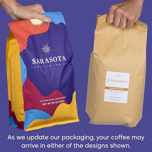 Sarasota Coffee Whole Bean Snickerdoodle Sugar Cookie | Medium Roast Gourmet Flavored Coffee Beans | Low Acid, Mold Free, Specialty Grade Bulk Coffee Beans | 5lb (80 oz)