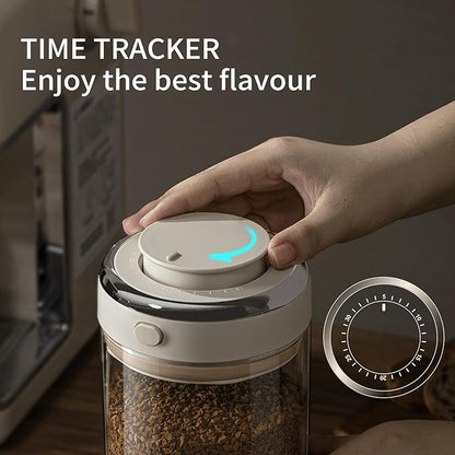 Coffee Canister with Premium Glass - Airtight Coffee Container with One-Way CO2 Valve and Freshness Tracker, Perfect for Coffee Bean Storage,57oz Large Capacity