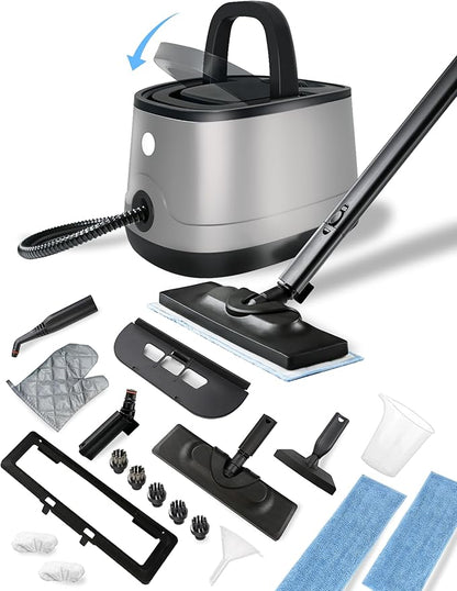 Steam Cleaner for Home, Xyloset Powerful Multipurpose Portable Steamer for Floors, Cars,Tiles, Home Use, 5 Mins Quick Heating, 1.5L Capacity, 20 Acc., Heavy Duty Steam Cleaner Carpet and Upholstery