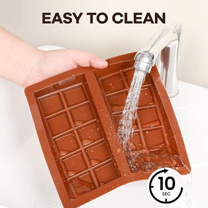 Dubai Chocolate Molds 1 Inch Deep, Silicone Chocolate Bar Mold – Non-Stick, Flexible, Large and Thick Homemade Chocolates, Candies, and Desserts - Set of 2