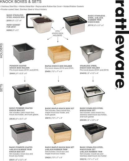 Rattleware Stainless Steel Open Bottom Knock Box Chute - For Home, Cafe, Restaurant, Hotel, Office, or Commercial Establishment - Trusted By Baristas Worldwide (6"x5.5"x4")
