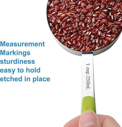 13-Piece Measuring Cups and Spoons Set Stainless Steel for Cooking & Baking (8Cups+5Spoons）