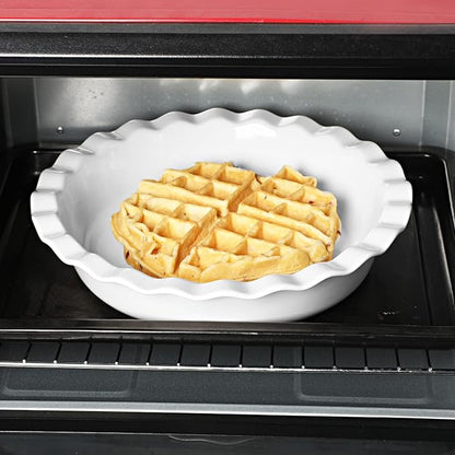 ONTUBE 10.5-Inch Deep Pie Pans 50oz, Ceramic Large Round Pie Tins for Baking, (White, 1 Pieces)