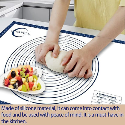 Large Silicone Pastry Mat for Rolling Dough Non Slip Non Stick Silicone Mats for Kitchen Counter 28x20"Blue