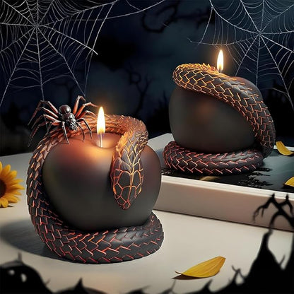 Gothic Snake and Apple Religious Art Candle Mold – 3D Silicone Resin Mold for Epoxy Casting, Aromatherapy Wax, Halloween Gothic Decor, Serpent Apple Sculpture Candle Making Mold