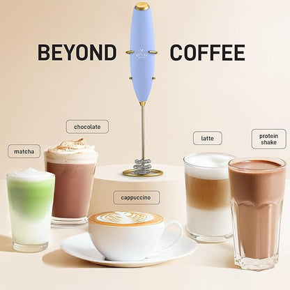 Zulay Kitchen Patented Tornado Triple Whisk Milk Frother with 4 Duracell Batteries – Handheld Foam Maker for Coffee, Lattes, Matcha & Hot Chocolate – Rich, Creamy Froth in Seconds