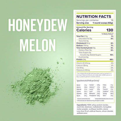 Boba Tea Protein Whey Protein Isolate (Honeydew Melon), 5.9g BCAAs, Gluten Free, Low Sugar, Bubble Tea Protein Powder