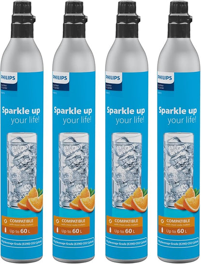 CO2 Canisters for Soda Maker, Philips 60L Threaded Refill Co2 Cylinder for Carbonated Water Machine, Compatible with All Screw-In Sparkling Water Maker, Refillable Co2 Cartridges