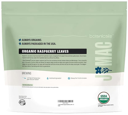 J Mac Botanicals, Organic Red Raspberry Leaf, Herbal tea (16 ounce bag 200+ cups) cut & sifted dried leaf