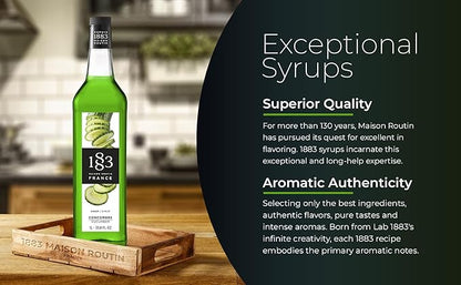 1883 Cucumber Syrup for Drinks, Made in France, 1 Liter Glass Bottle