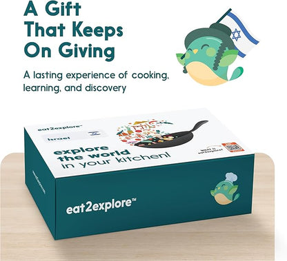 eat2explore Cooking Kits for Kids – Interactive & Educational Kids Cooking Sets Real for Ages 5 and Up,3 Recipe Cards & Global Ingredients – Fun Gift for Young Chefs | Explore Israel