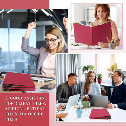 24 Pcs Classification Folders Letter Size, Back to School Supply for Teacher, Student, 2 Dividers Pressboard File Folder Bulk with Fasteners, 3.5 Inch Expanding File Organizer(Dark Red)
