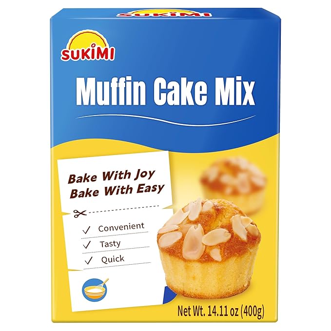 SUKIMI Soft and Fluffy Muffin Mix 400g, Dairy-free Muffin and Cupcake Mix, Low Carb and Low Sugar, Easy Baking Mix for Quick Breakfast and Party Treats
