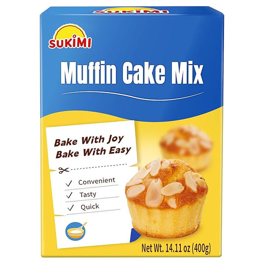 SUKIMI Soft and Fluffy Muffin Mix 400g, Dairy-free Muffin and Cupcake Mix, Low Carb and Low Sugar, Easy Baking Mix for Quick Breakfast and Party Treats